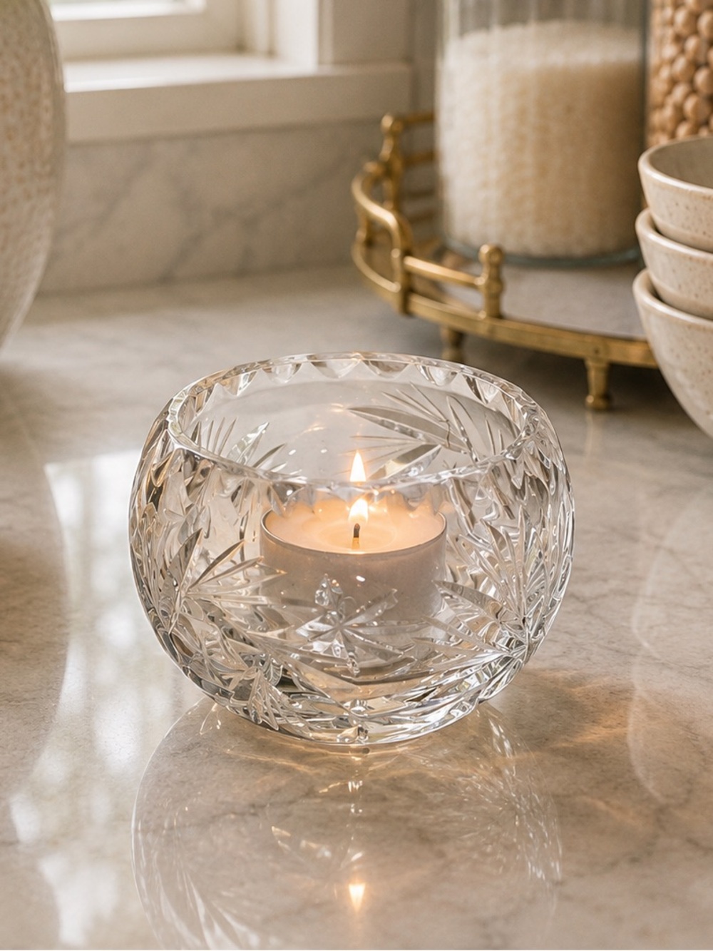 Genuine Crystal Pinwheel Bowl |Salt Cellar |Rose Bud Bowl |Votive Candle Holder